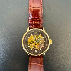 Relic Men’s Damon Automatic Self-Winding Stainless Steel Skeleton Dial Watch